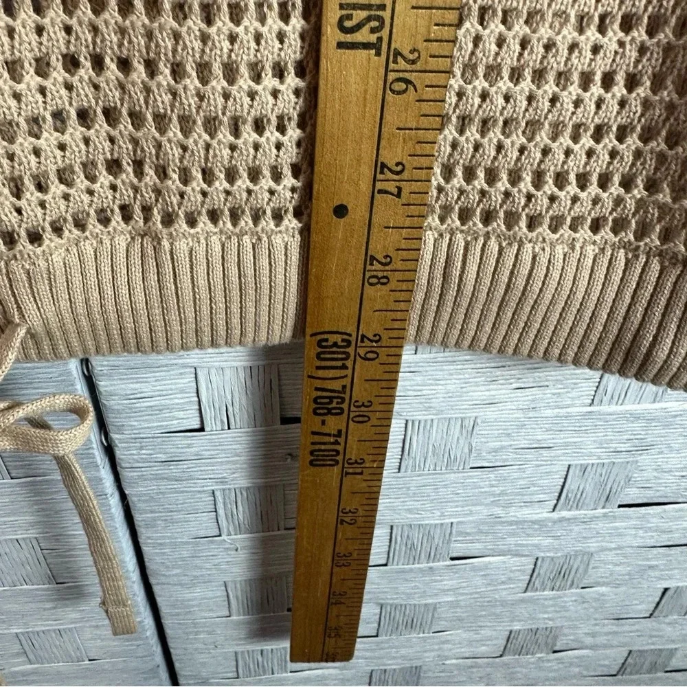 VARLEY Tan open, knit drawstring, crewneck sweater quite luxury costal_10